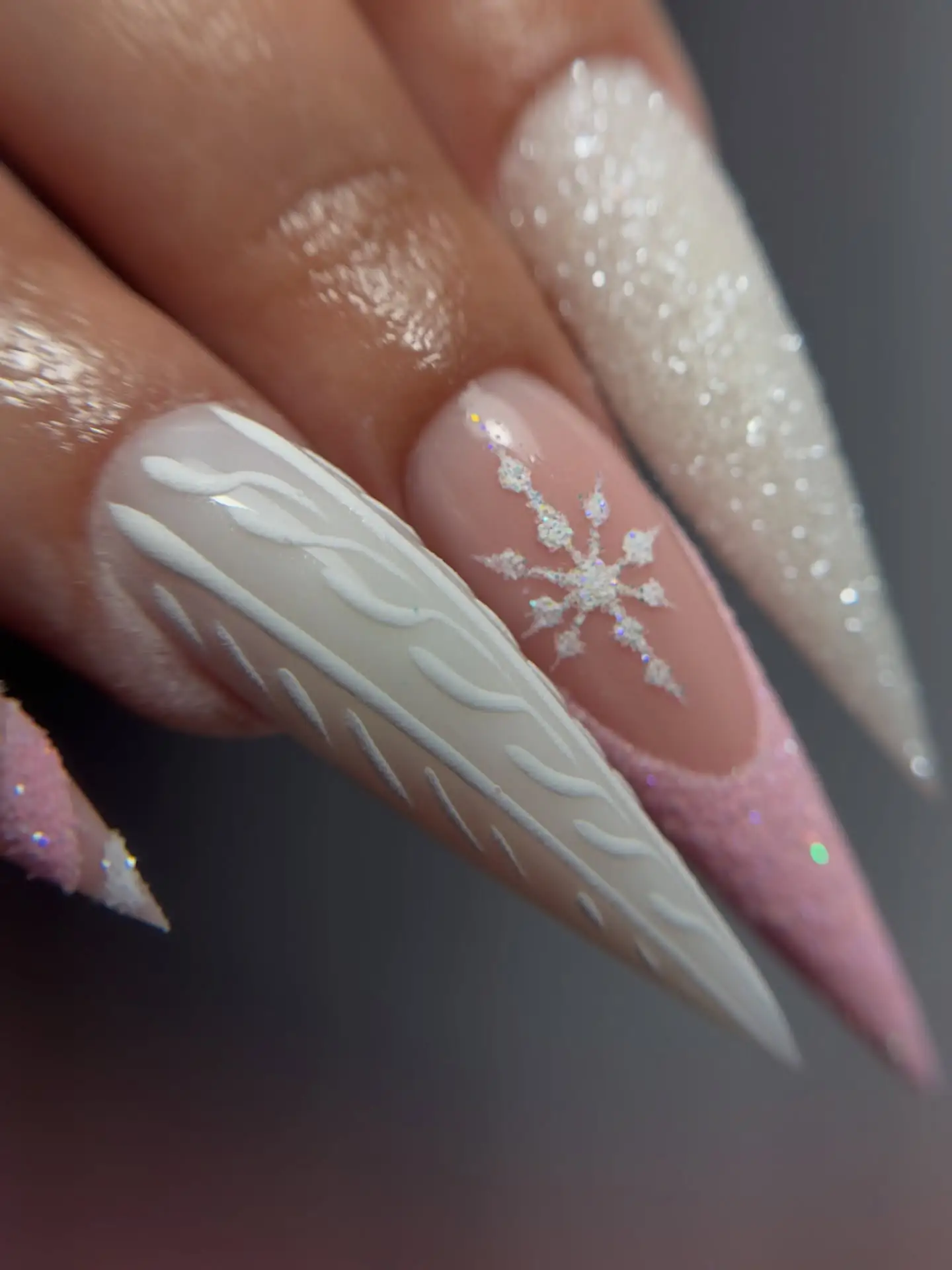 Pink and White Sugar Christmas Stilettos Thumbnail 2