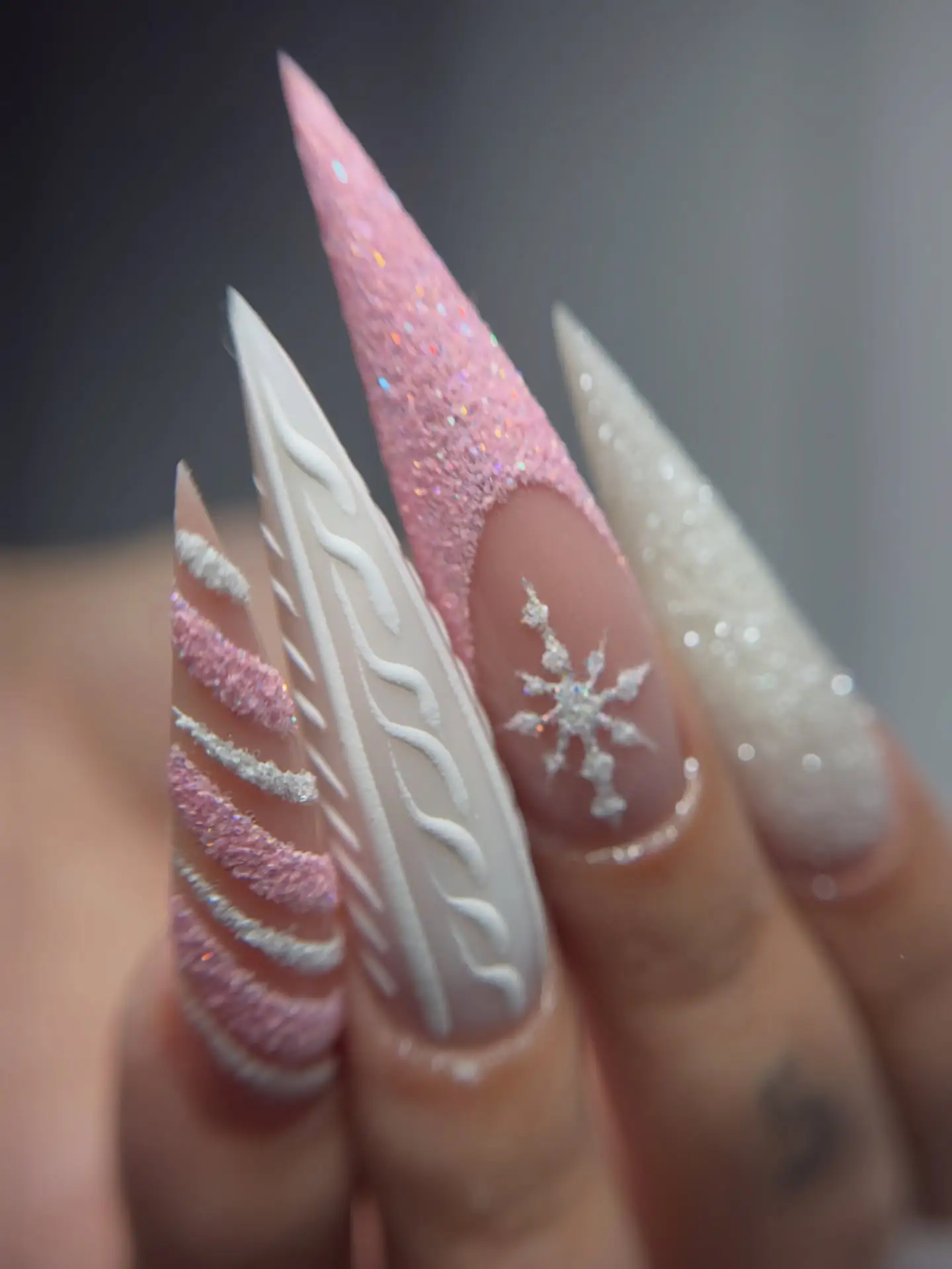 Pink and White Sugar Christmas Stilettos Main View