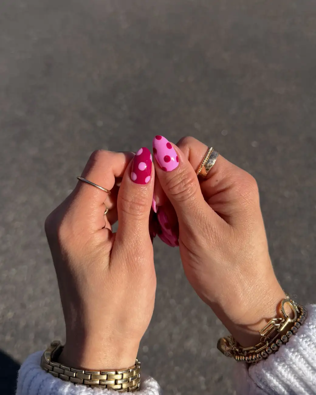 Pink on Pink Dots Nails Thumbnail 2