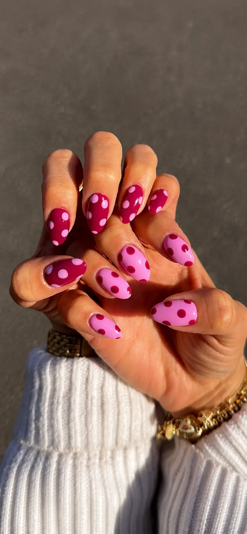 Pink on Pink Dots Nails Art Main View