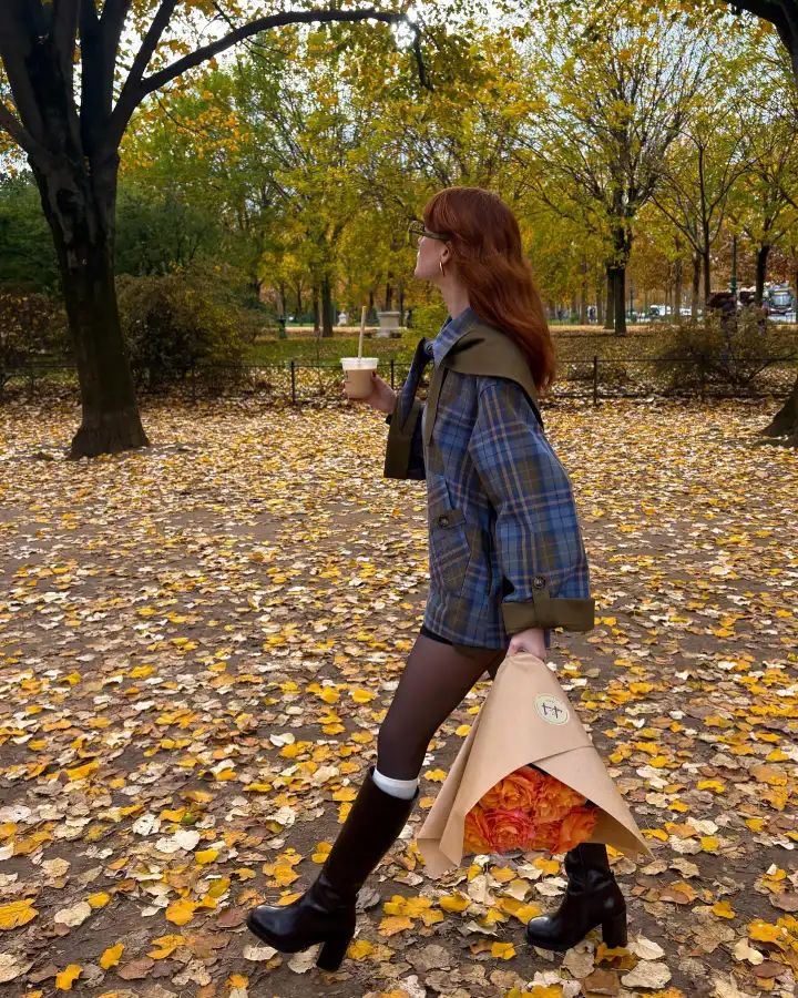 Plaid Jacket Knee High Boots Thumbnail 2
