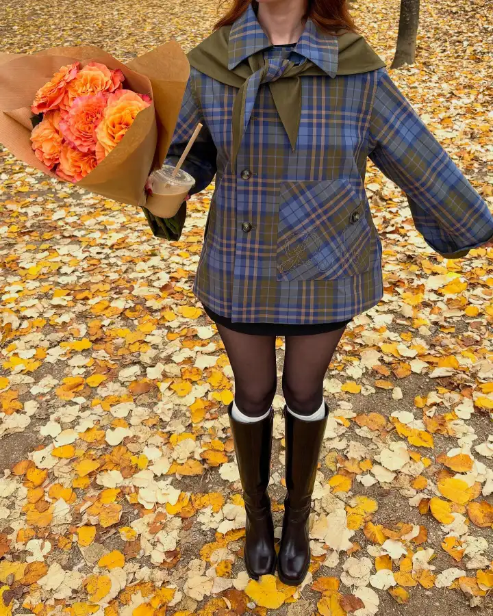 Plaid Jacket Knee High Boots Thumbnail 3