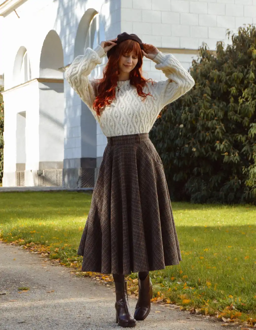 Plaid Midi with a Cable Knit Main View