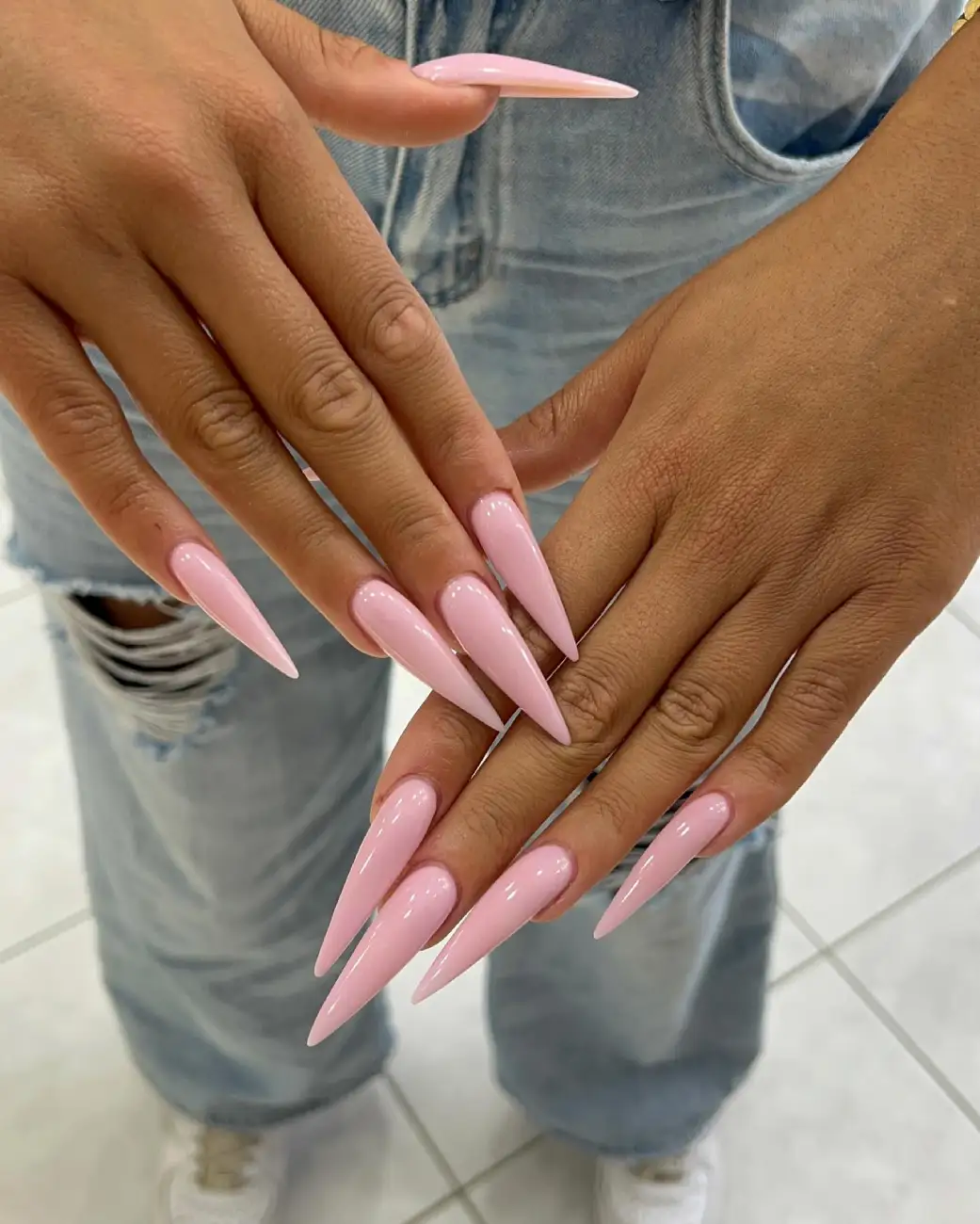 Plain Baby Pink Stilettos Thumbnail 2