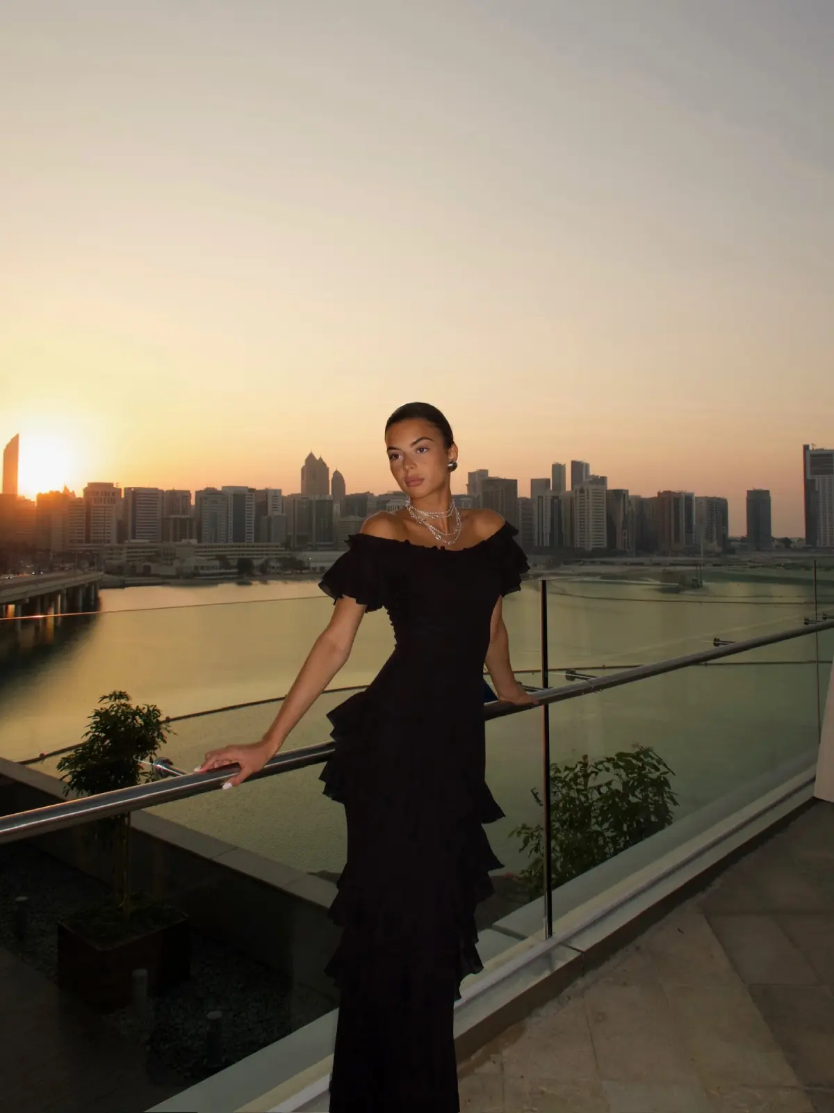 Ruffled Off-Shoulder Gown Main View