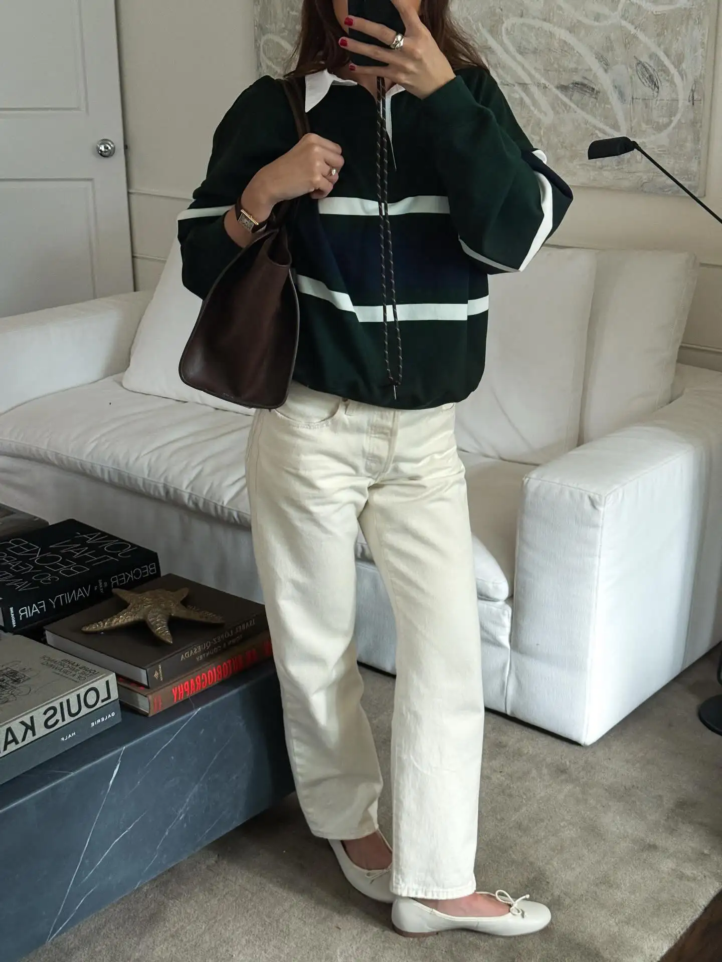 Rugby Shirt Cream Jeans Outfit