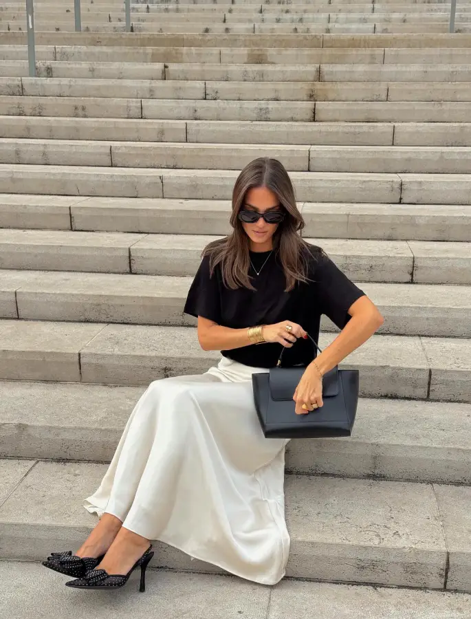 Satin Maxi with a Black Tee Thumbnail 2