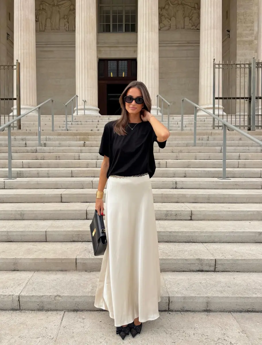 Satin Maxi with a Black Tee Thumbnail 3