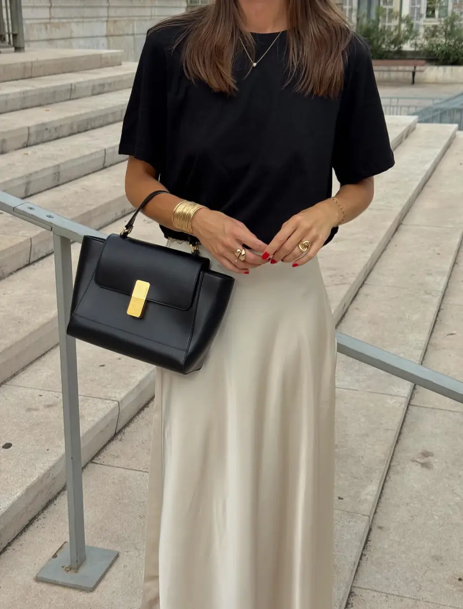 Satin Maxi with a Black Tee Thumbnail 4