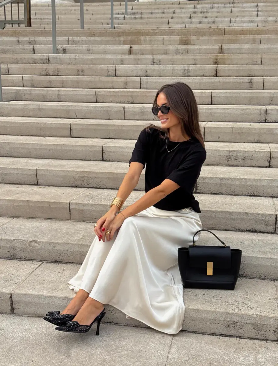 Satin Maxi with a Black Tee Thumbnail 5