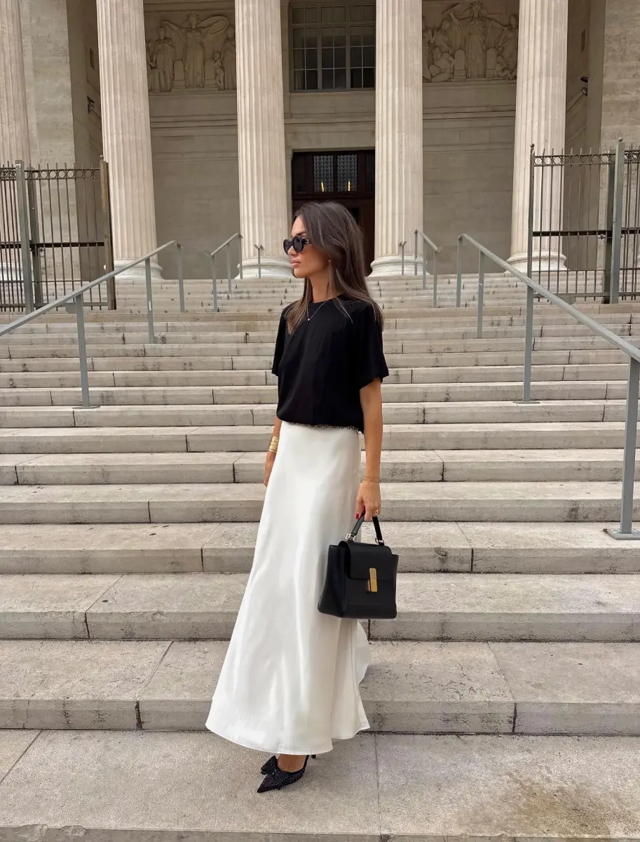 Satin Maxi with a Black Tee Thumbnail 6