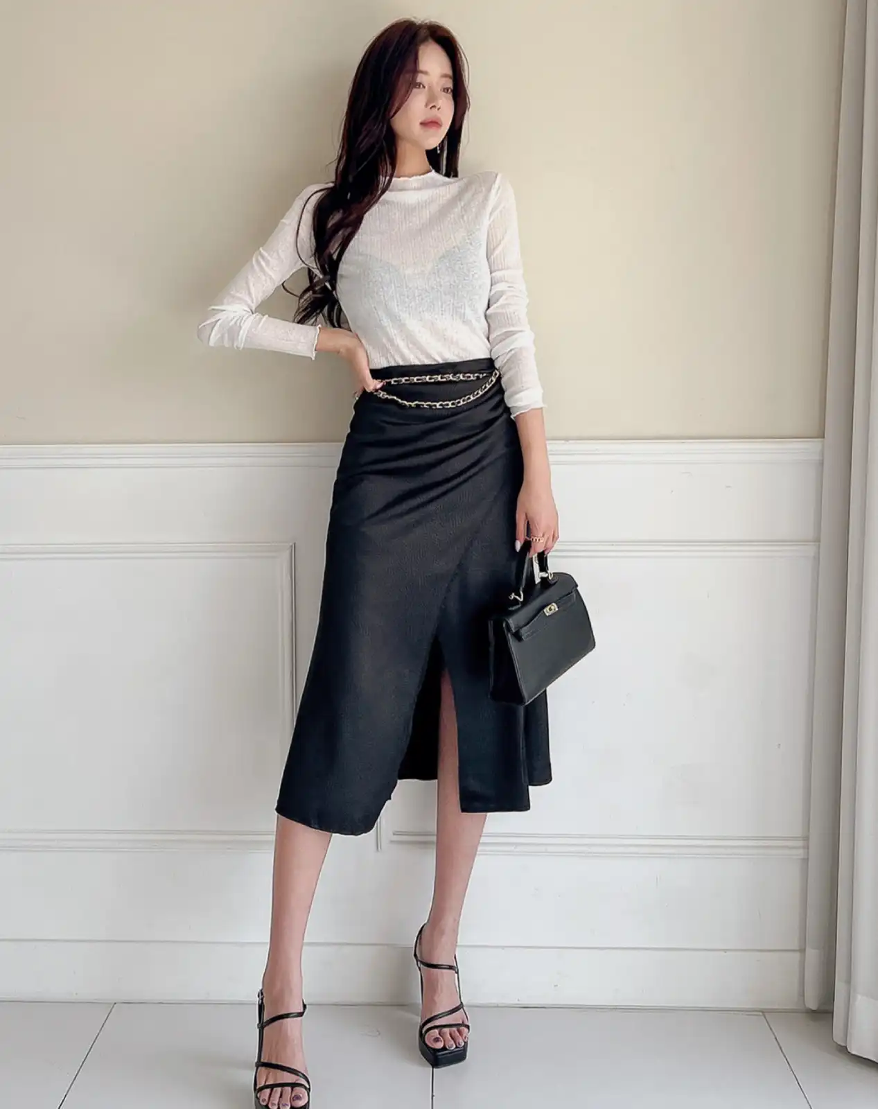 Satin Midi with a Ribbed Top Thumbnail 2