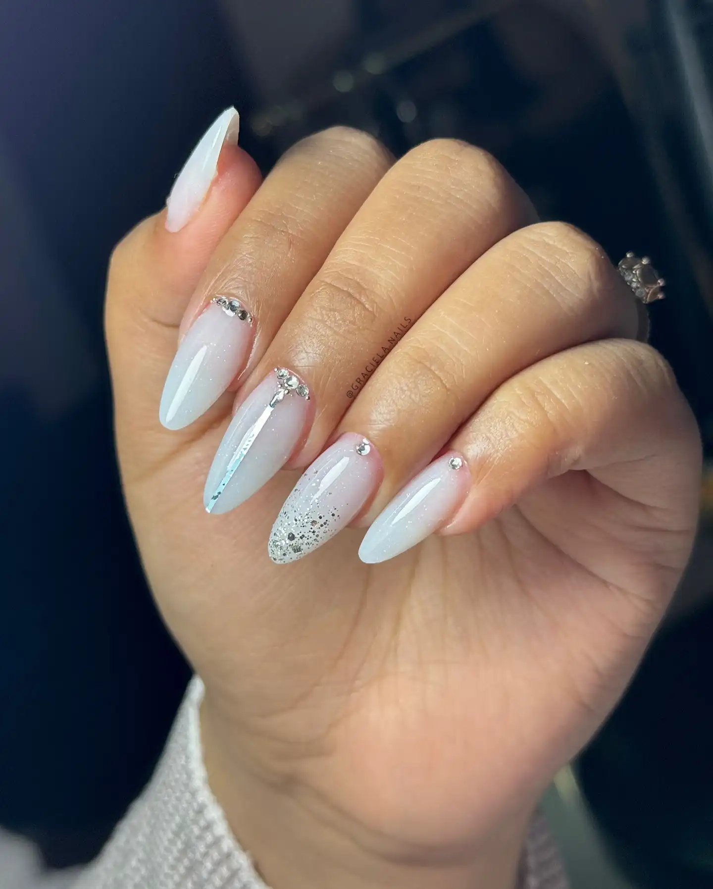 Shimmery Milky Mix and Match Nails Main View