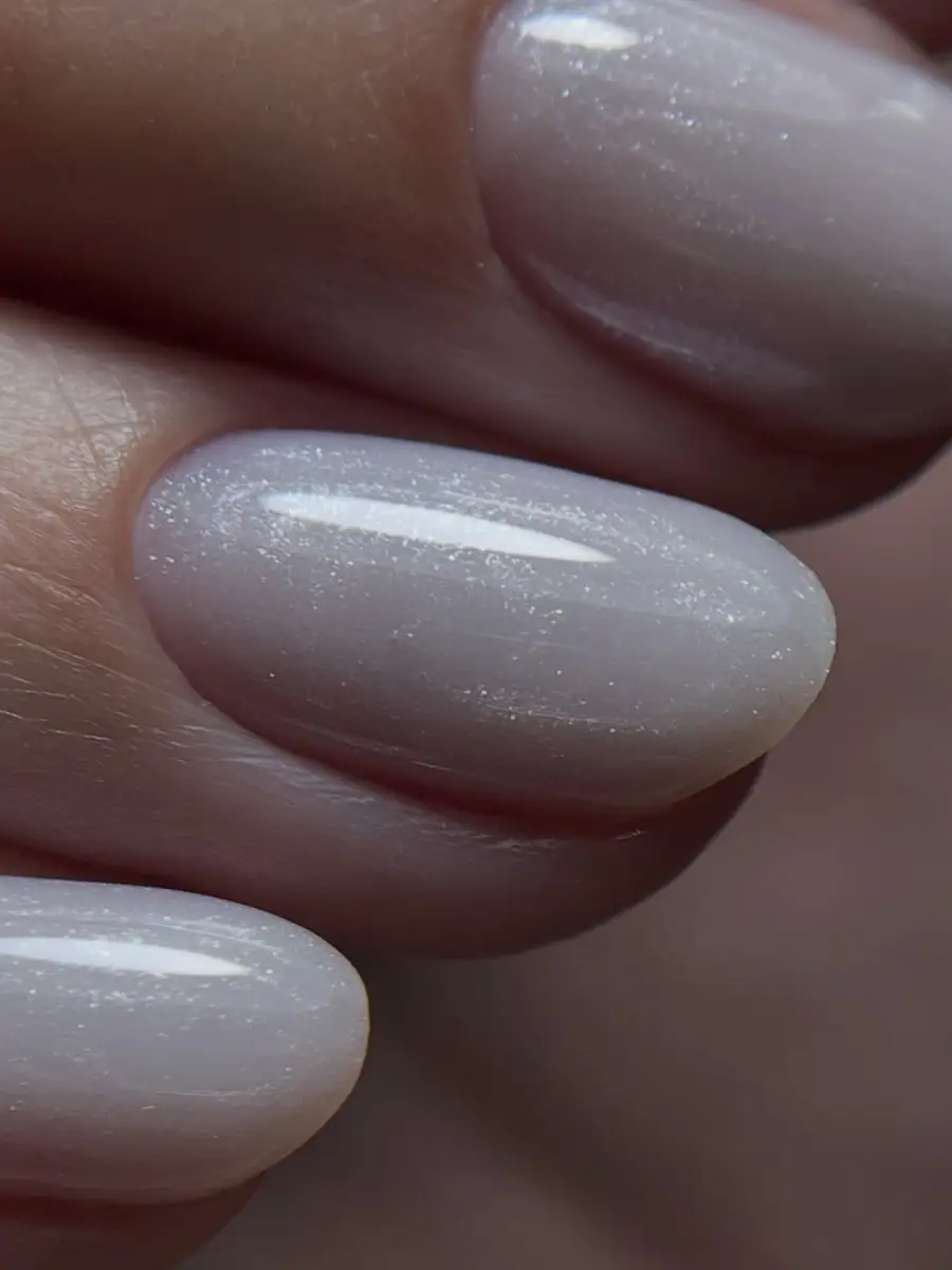Shimmery Milky White Nails Thumbnail 3