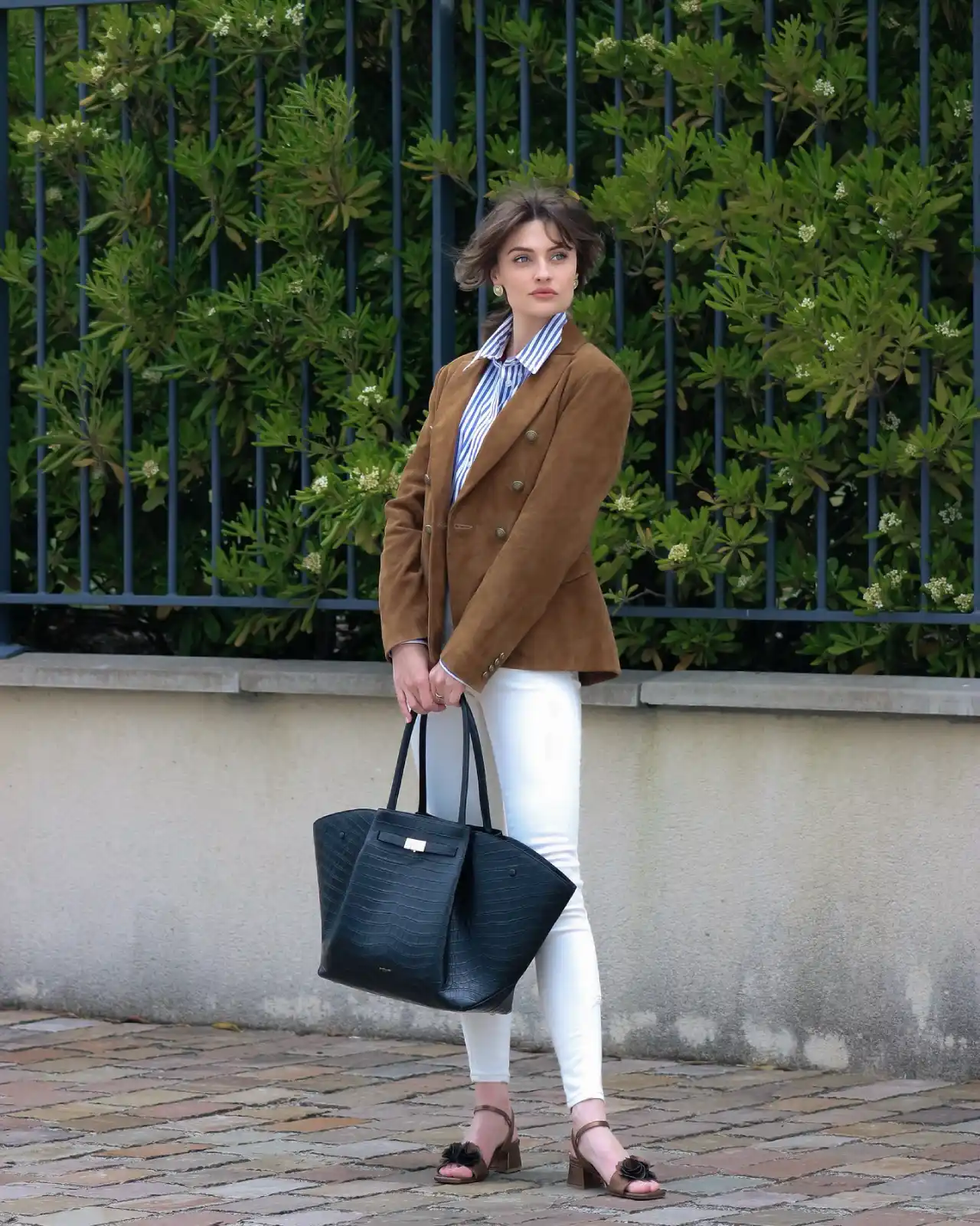 Suede Blazer With Stripes Underneath Thumbnail 4