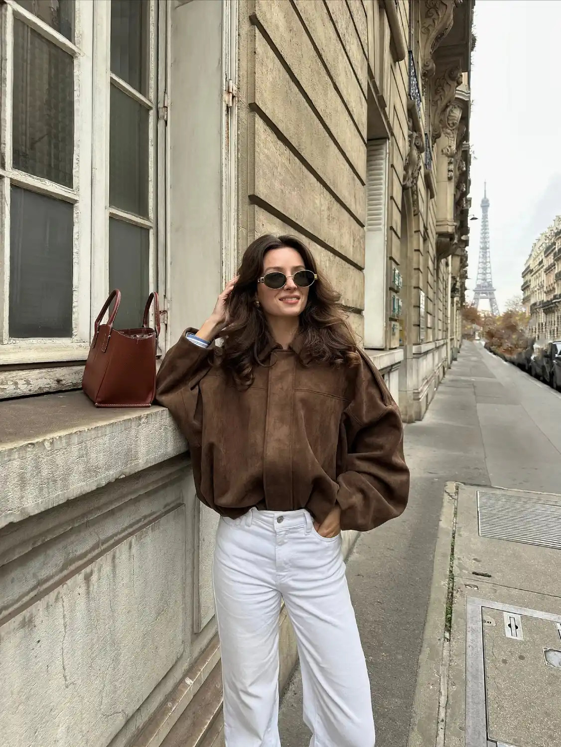 Suede Bomber White Jeans Thumbnail 3