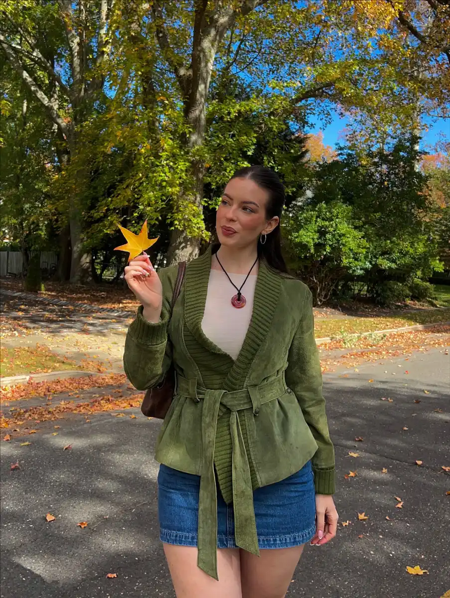 Suede Wrap Jacket Denim Mini Thumbnail 3