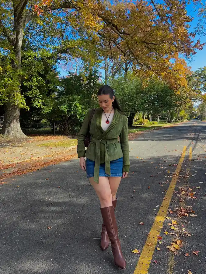 Suede Wrap Jacket Denim Mini Thumbnail 4