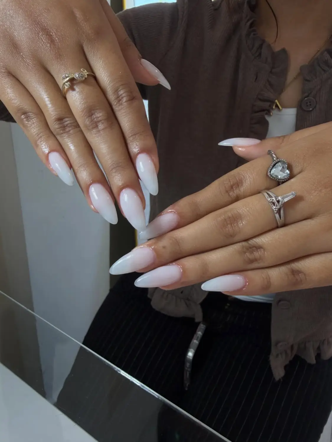 True Milky White Baddie Nails Main View