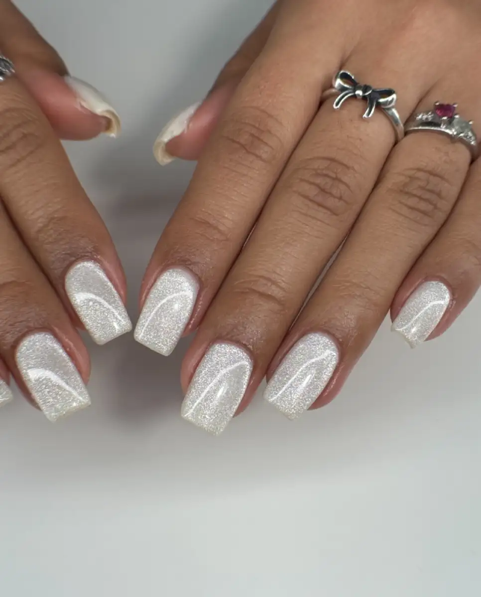 Velvet Milky White Nails Thumbnail 2