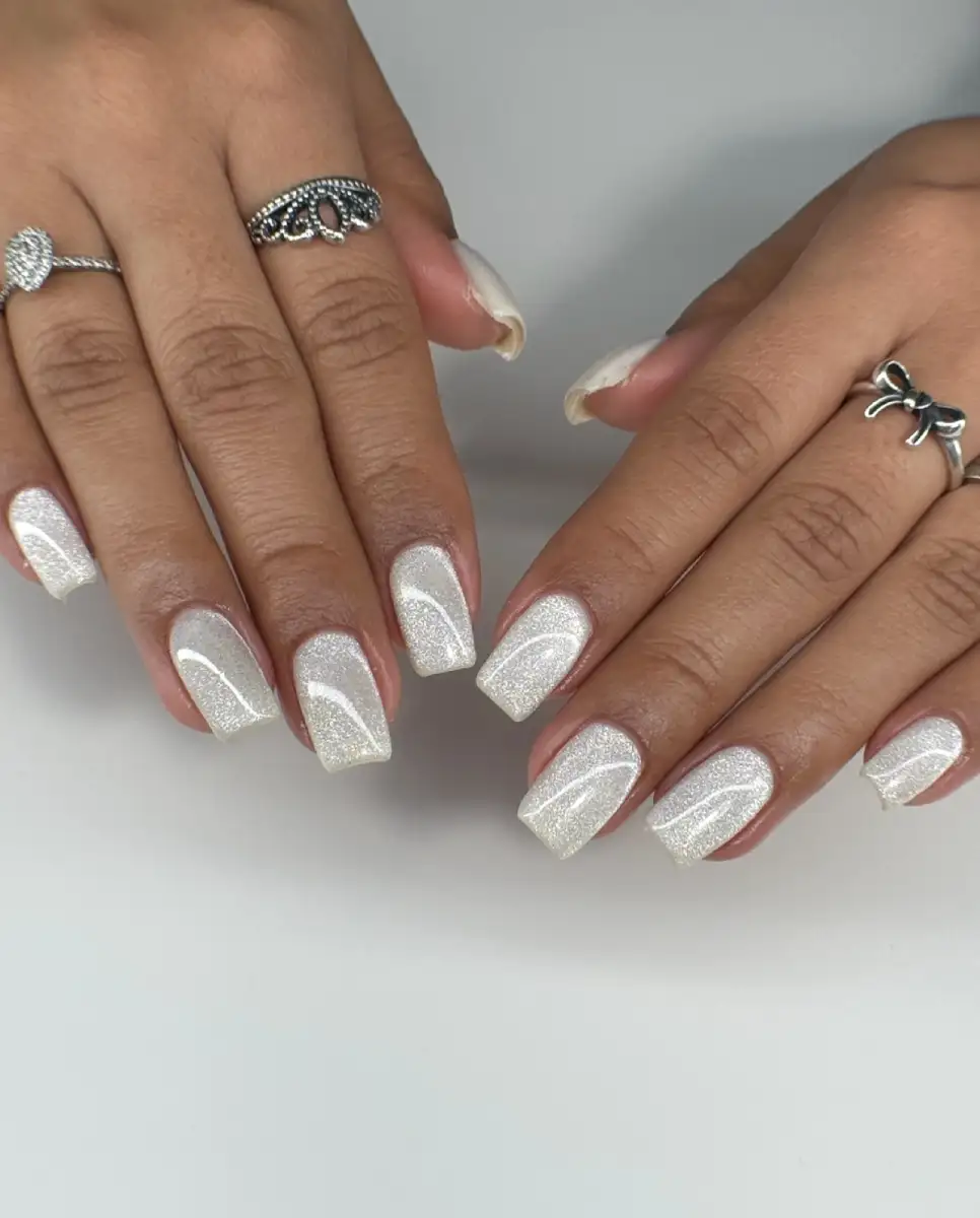 Velvet Milky White Nails Main View