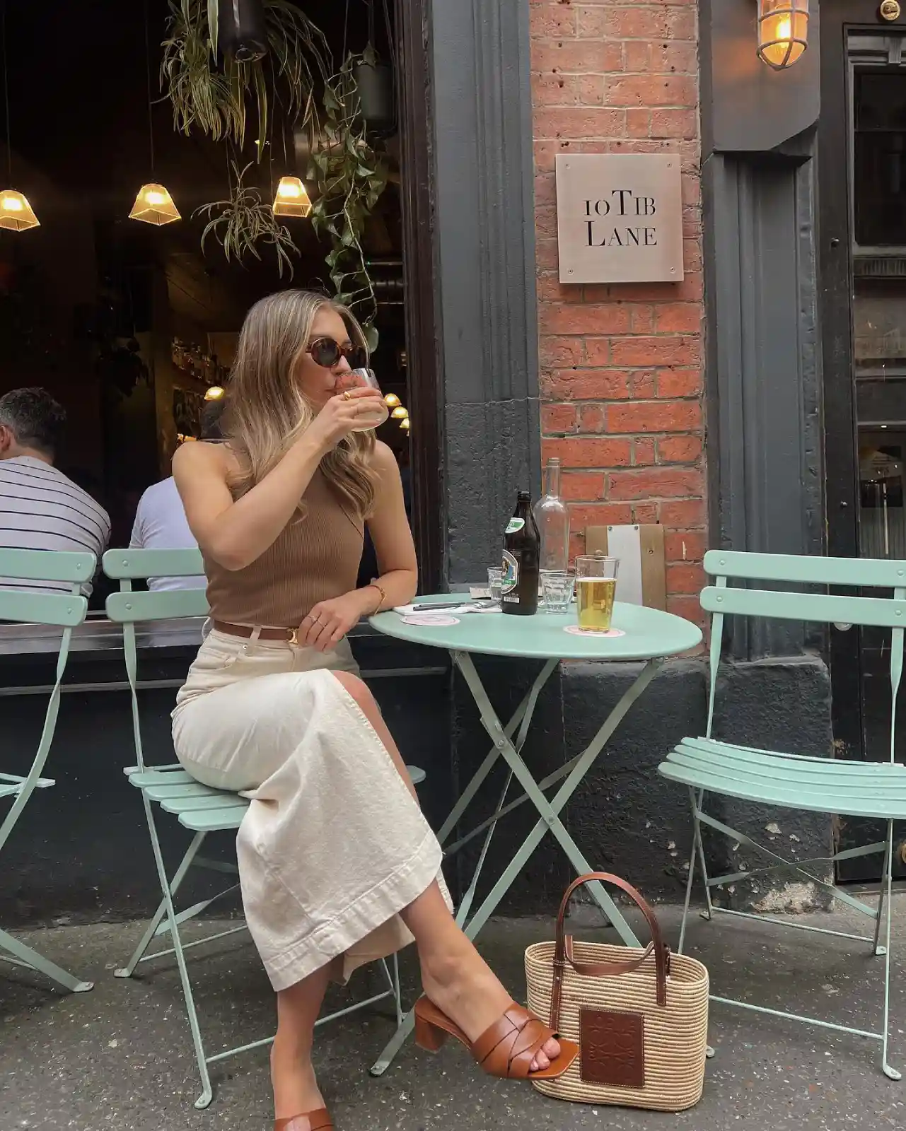 White Denim Maxi with a Tank Main View