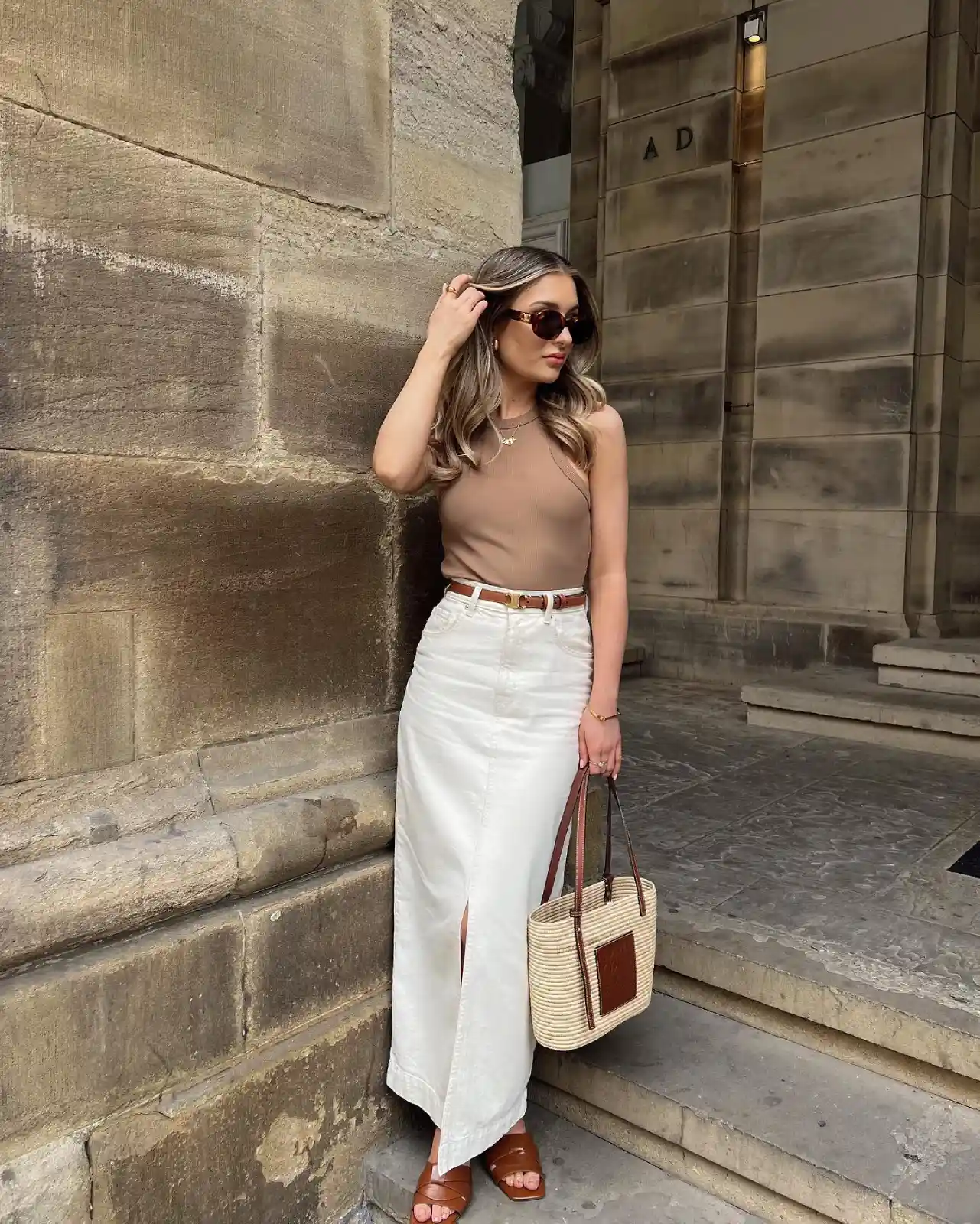 White Denim Maxi with a Tank Thumbnail 2