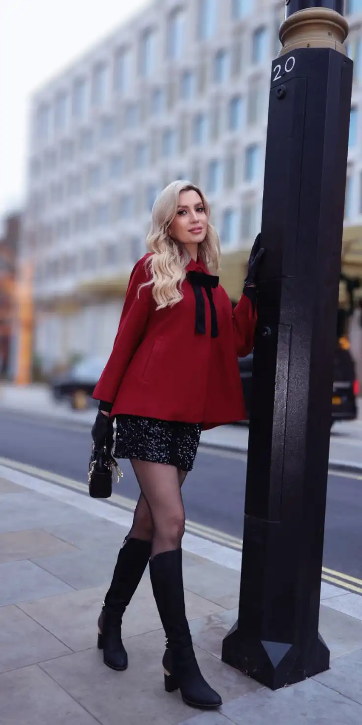 A Chic Red Cape Black Sequins - Inspiration 2