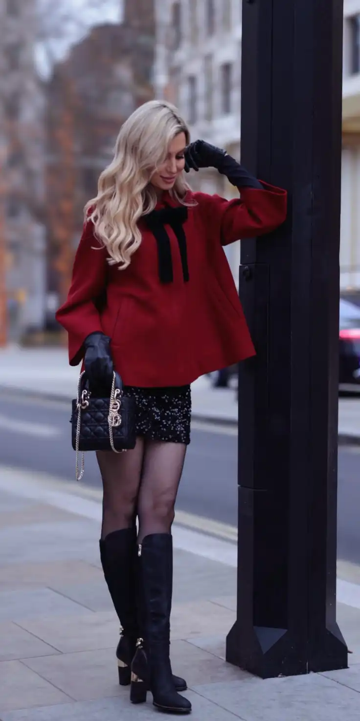 A Chic Red Cape Black Sequins - Inspiration 1