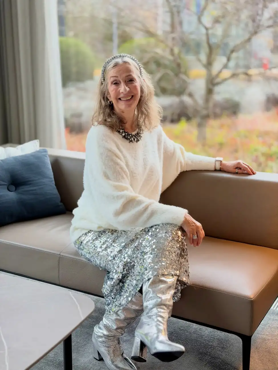 A Silver Sequin Skirt A Soft White Sweater - Inspiration 2