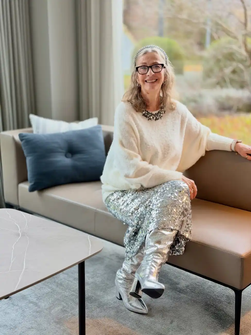 A Silver Sequin Skirt A Soft White Sweater - Inspiration 3