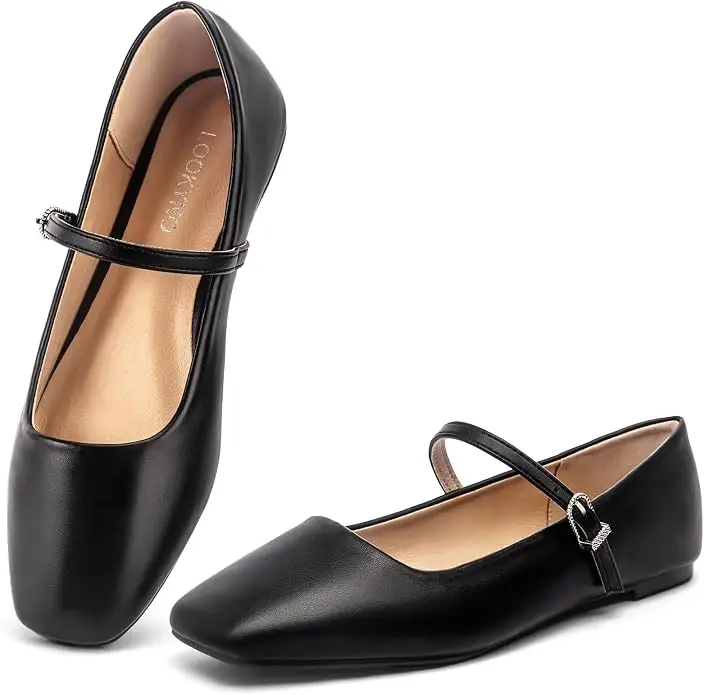 Black Mary Jane Flats