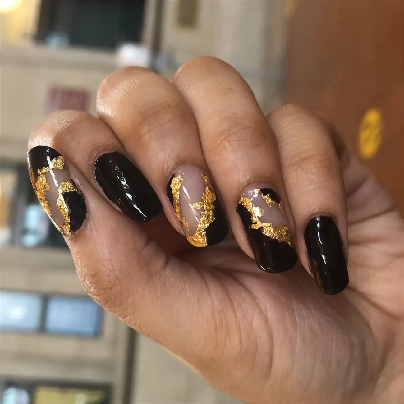 Black and Gold Foil Nails - Inspiration 3