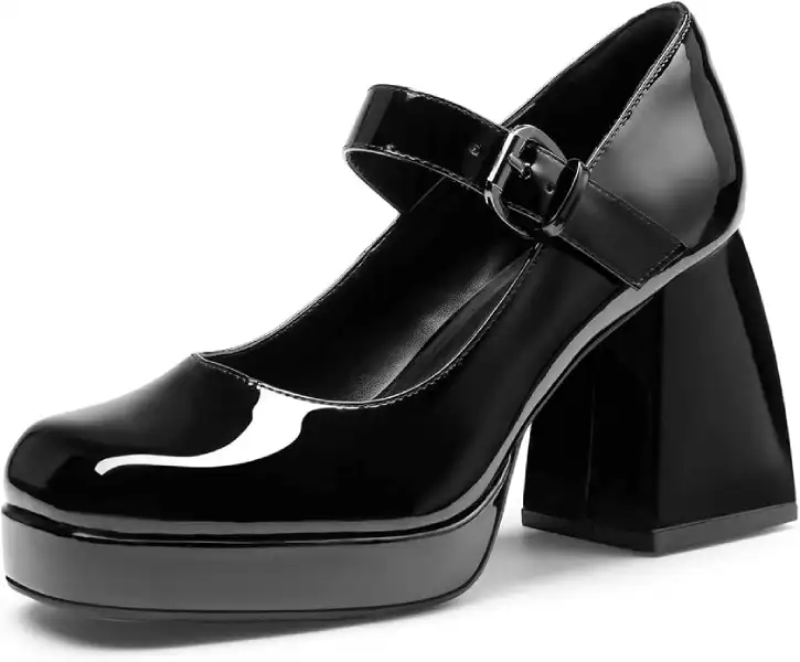 Black Platform Mary Janes