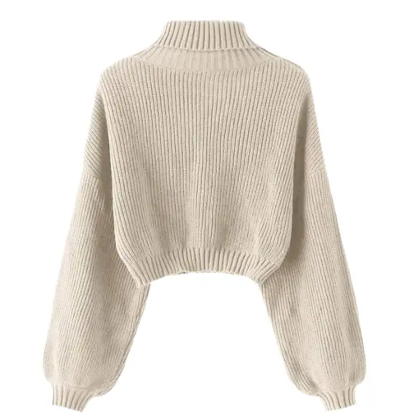 Cream ribbed turtleneck sweater