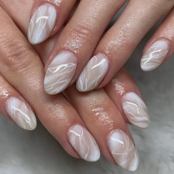 Milky White Marble Nails thumbnail