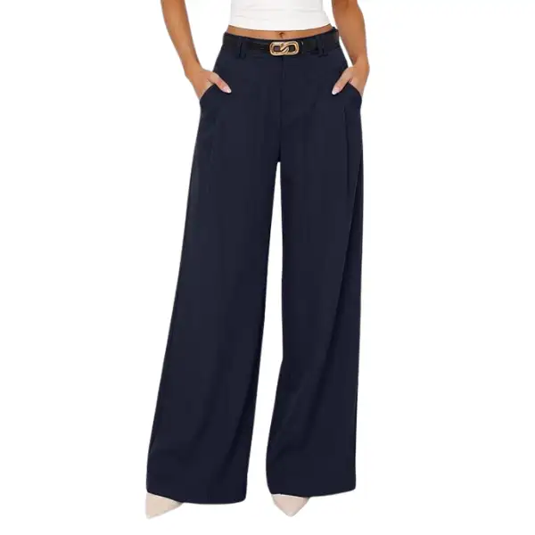 Navy blue wide-leg tailored trousers