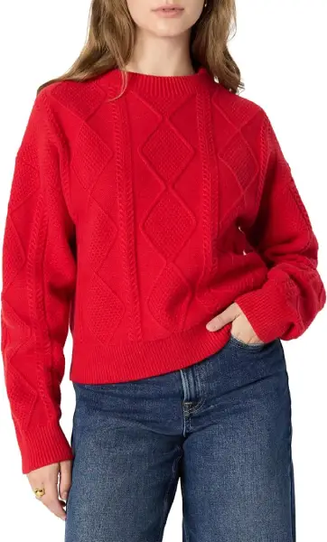 Red Cable-Knit Sweater