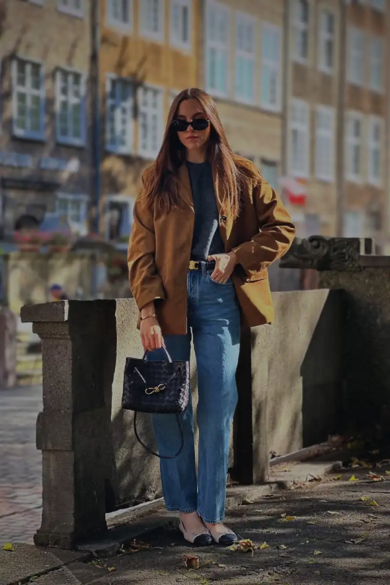 Brown Blazer and Straight Leg Jeans Styling