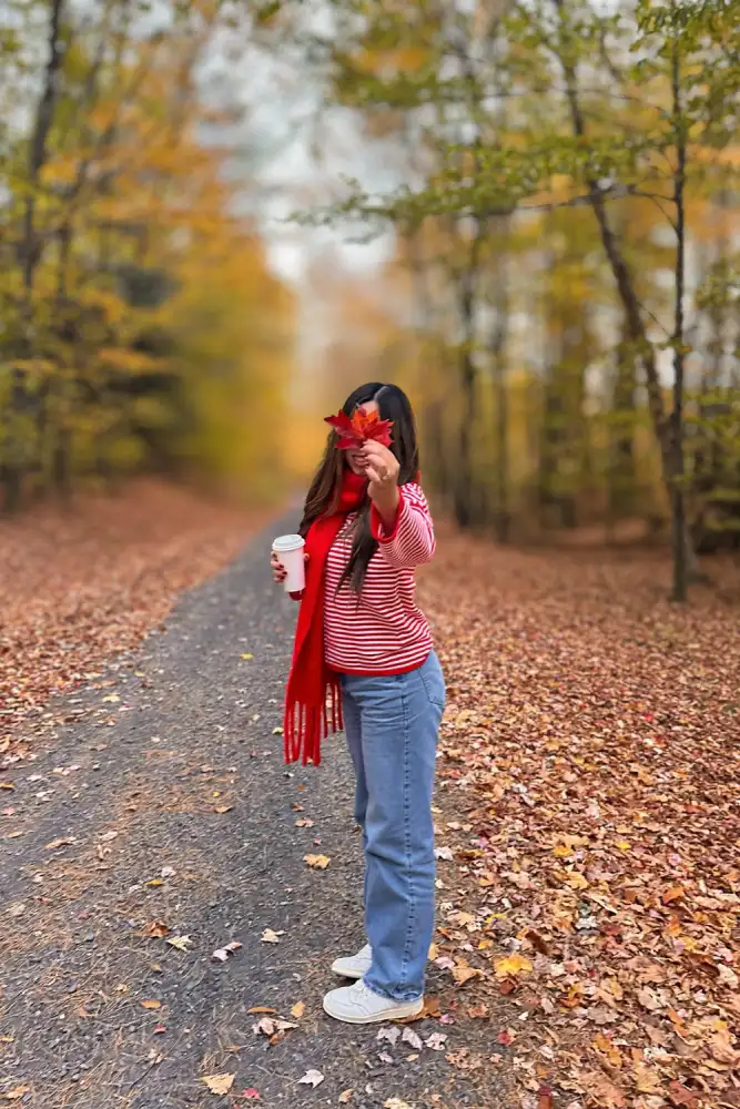 Red Striped Sweater and Scarf Concept