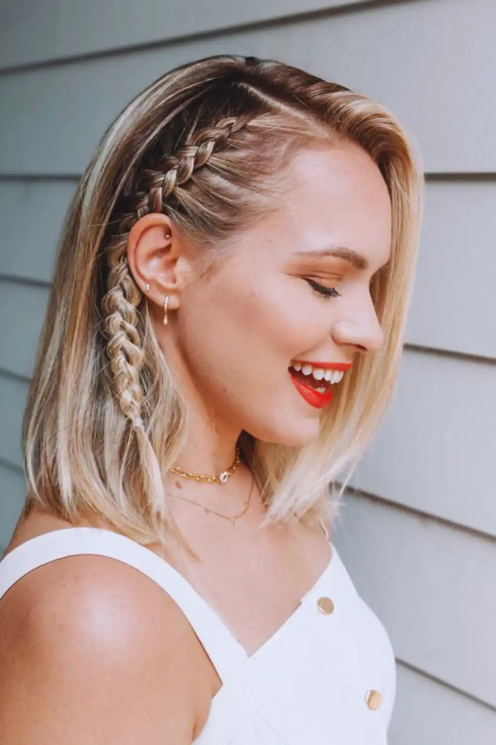 Side braid with sleek straight lengths hairstyle - Inspiration 2
