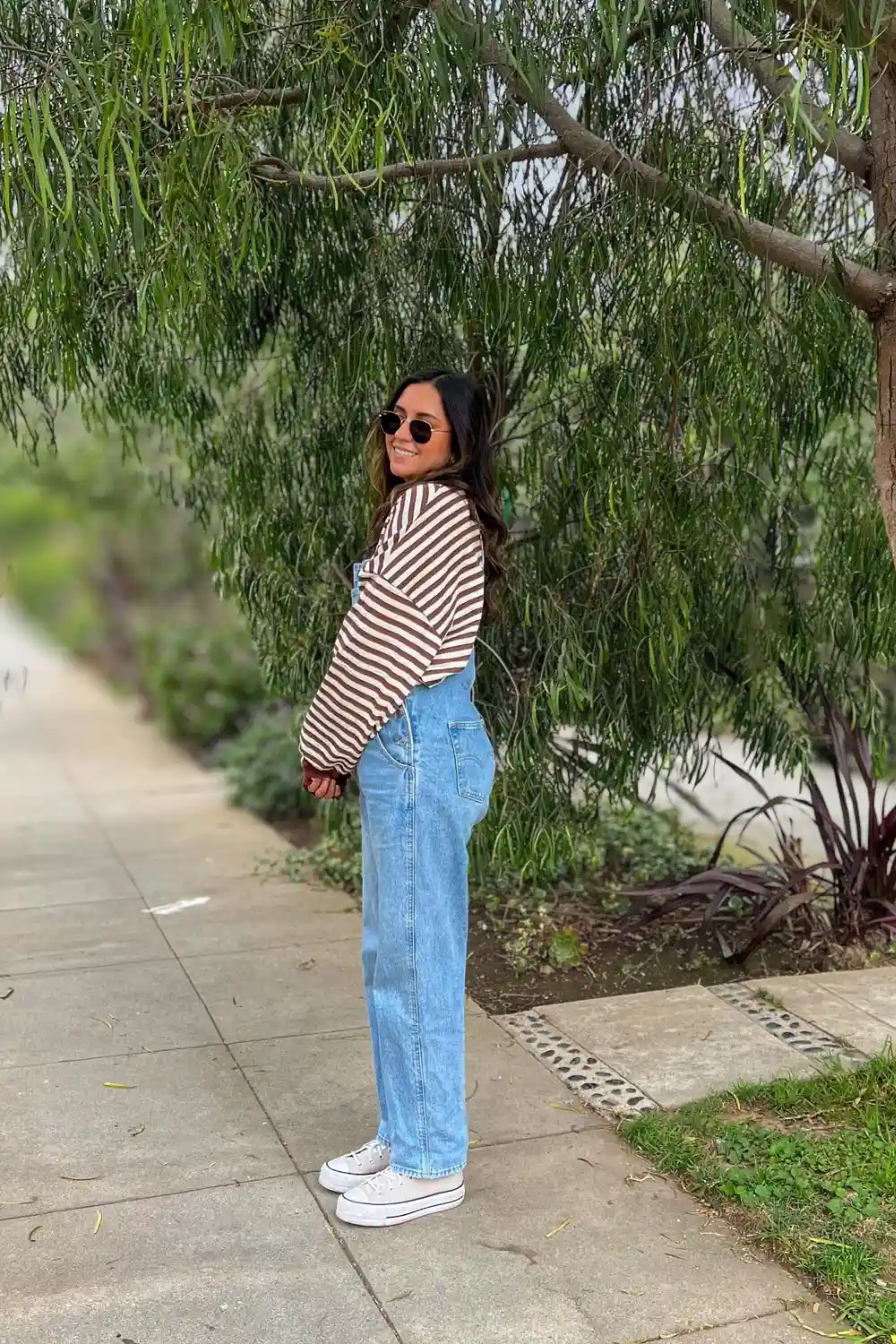 Striped Sweater and Overalls Concept