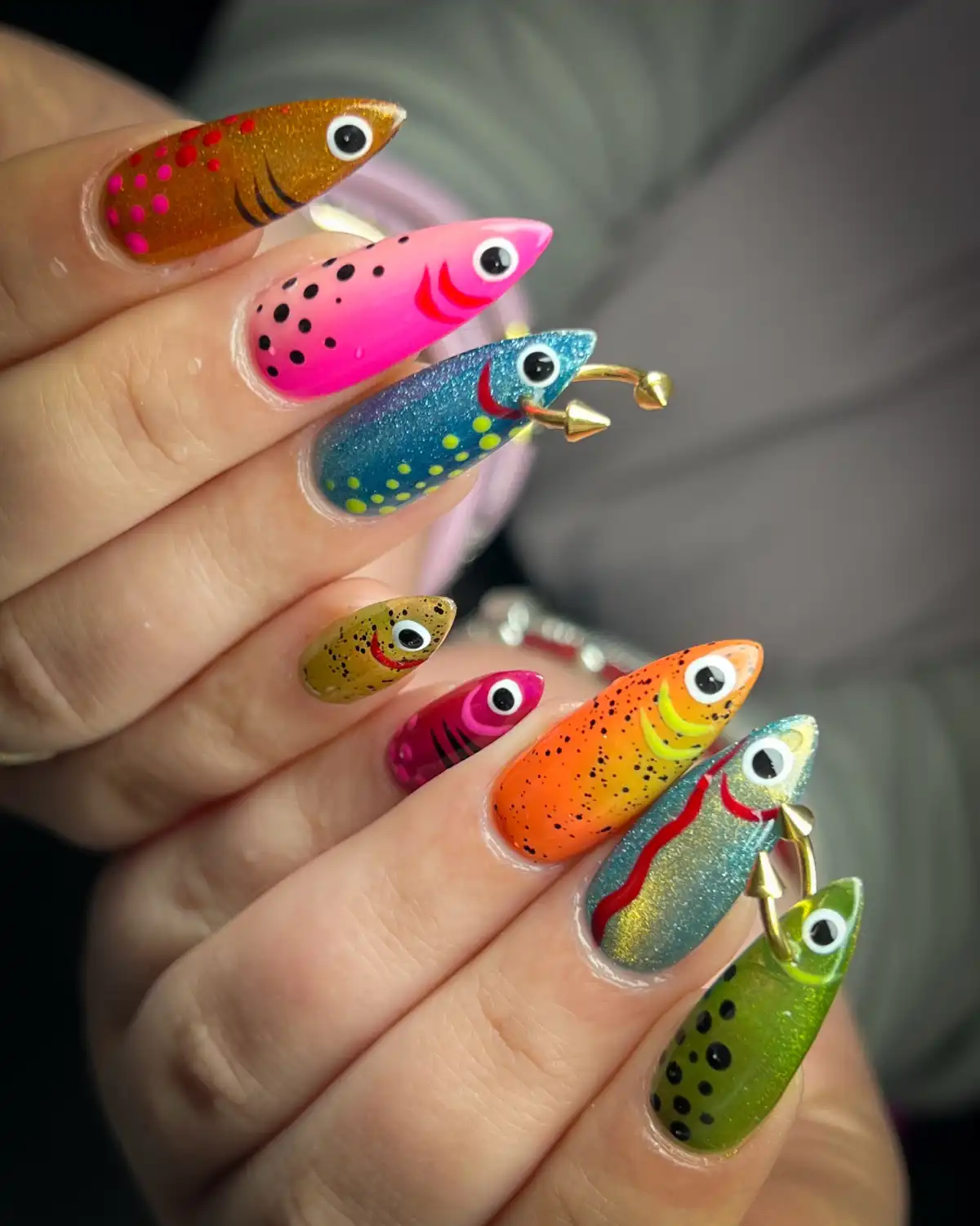 Tiny Orange Fish Accent Nails Concept