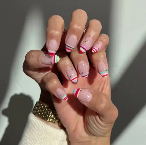 Colorful French Tip Nails