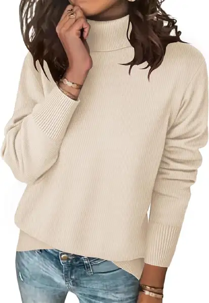 Beige Turtleneck Sweater