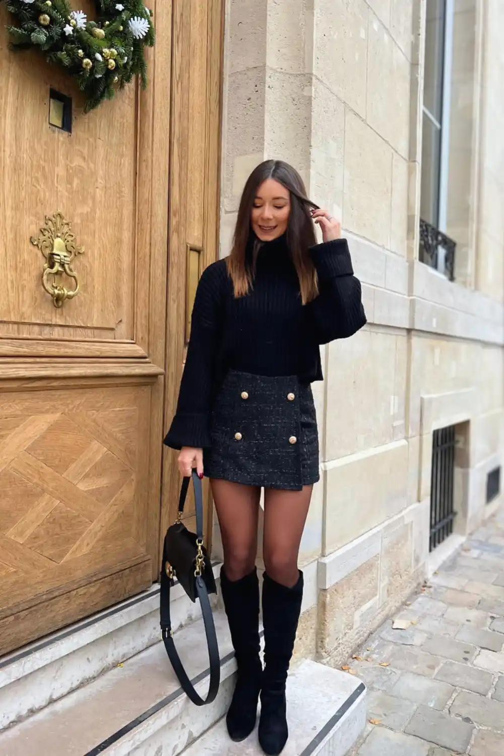 Black Turtleneck With a Tweed Mini Skirt - Inspiration 3