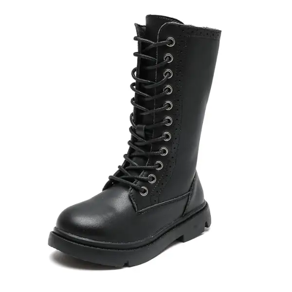 Black Lace-Up Combat Boots