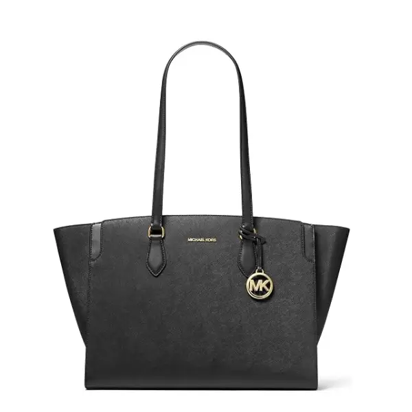 Black structured tote bag