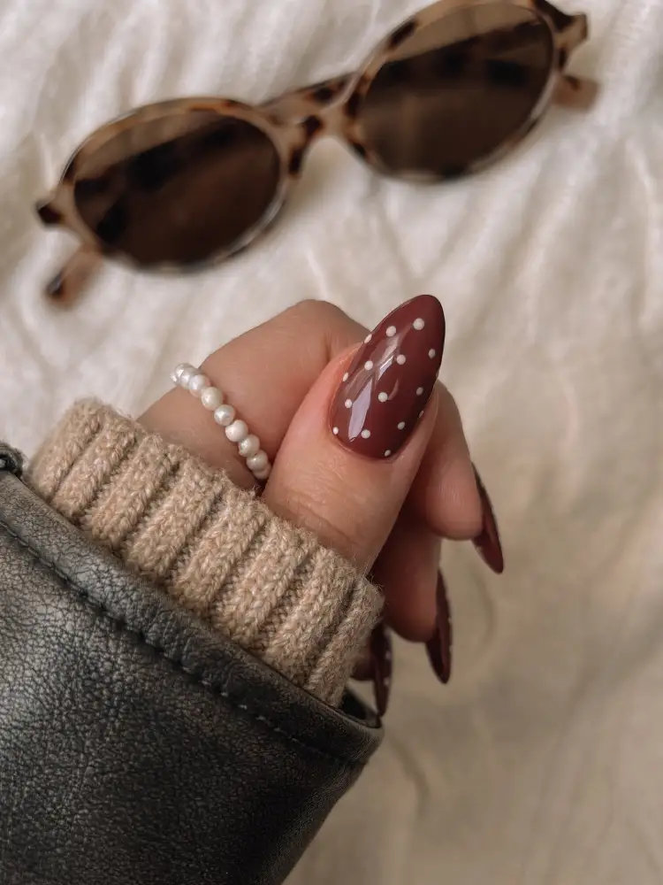 Brown and White Polka Dot Nails inspiration - Inspiration 2