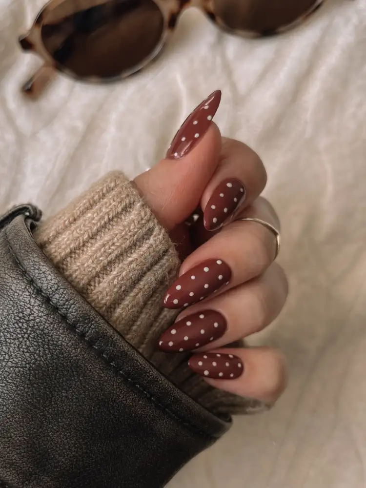 Brown and White Polka Dot Nails inspiration - Inspiration 3
